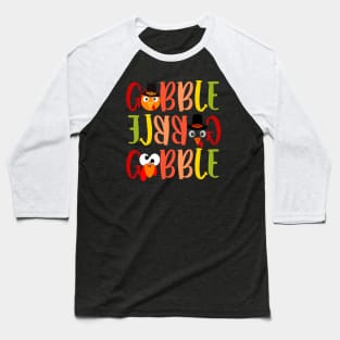 Cute Gobble Gobble Turkey Pilgrim Little Boys Thanksgiving Baseball T-Shirt